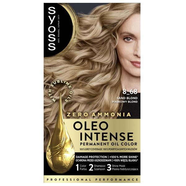 Syoss Oleo Intense farba do włosów trwale koloryzująca z olejkami 8-68 Blond Piasek Pustyni