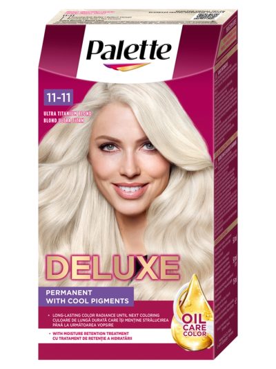 Palette Deluxe Oil-Care Color farba do włosów trwale koloryzująca z mikroolejkami 11-11 Ultra Tytanowy Blond