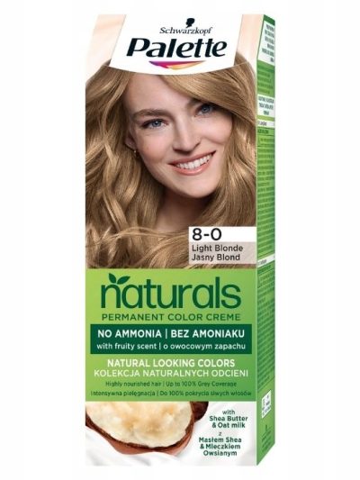 Palette Permanent Naturals Color Creme farba do włosów trwale koloryzująca 8-0 Jasny Blond