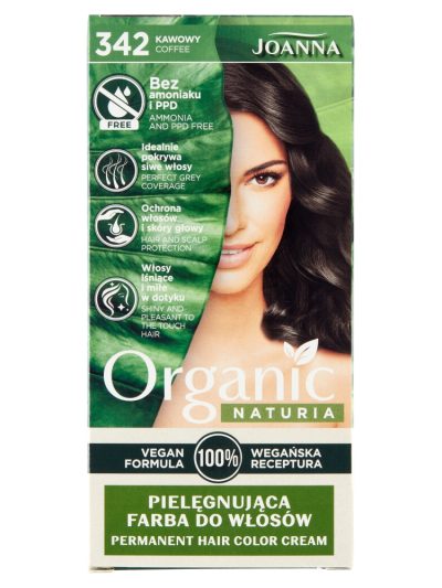 Joanna Naturia Organic pielęgnująca farba do włosów 342 Kawowy