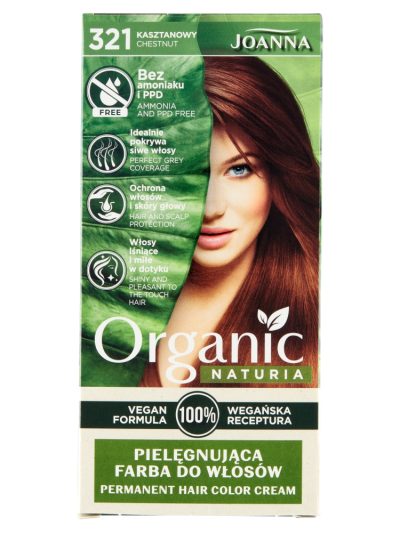 Joanna Naturia Organic pielęgnująca farba do włosów 321 Kasztanowy