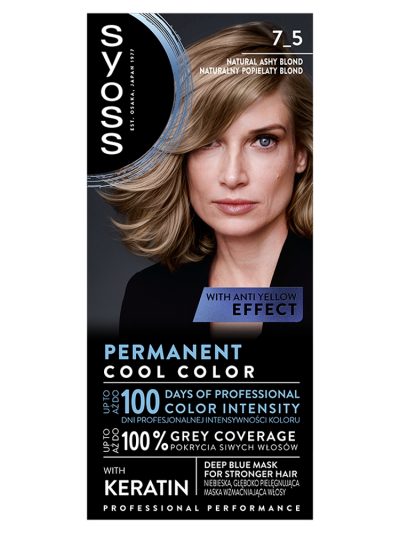 Syoss Permanent Cool Color farba do włosów 7_5 Naturalny Popielaty Blond