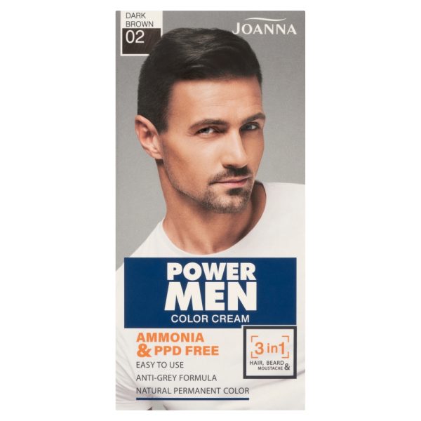 Joanna Power Men Color Cream farba odsiwiająca 02 Dark Brown