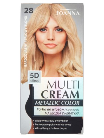 Joanna Multi Cream Metallic Color farba do włosów 28 Bardzo Jasny Perłowy Blond