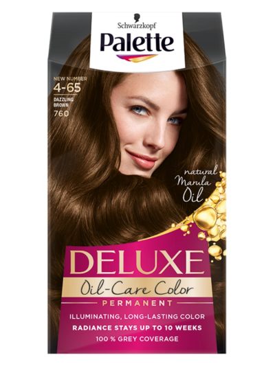 Palette Deluxe Oil-Care Color farba do włosów trwale koloryzująca z mikroolejkami 760 (4-65) Olśniewający Brąz