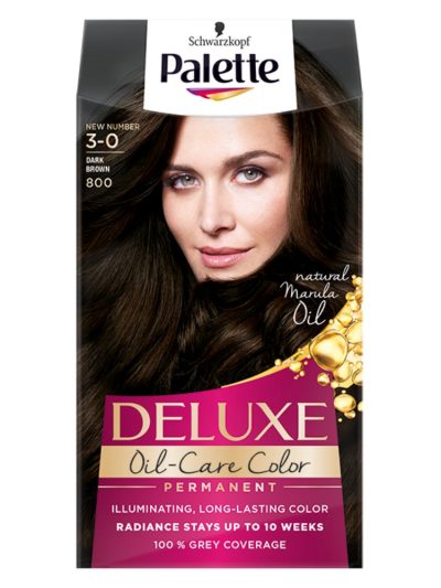 Palette Deluxe Oil-Care Color farba do włosów trwale koloryzująca z mikroolejkami 800 (3-0) Ciemny Brąz