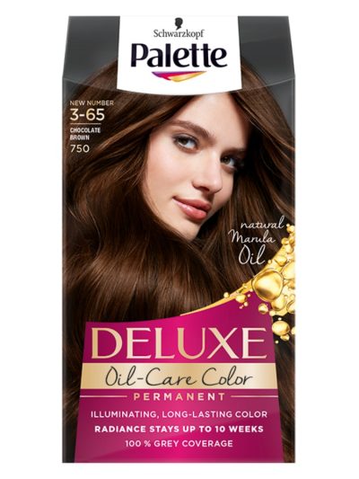 Palette Deluxe Oil-Care Color farba do włosów trwale koloryzująca z mikroolejkami 750 (3-65) Czekoladowy Brąz