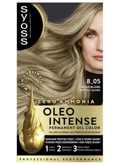 Syoss Oleo Intense farba do włosów trwale koloryzująca z olejkami 8-05 Beżowy Blond
