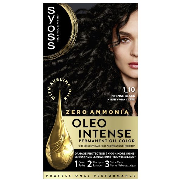 Syoss Oleo Intense farba do włosów trwale koloryzująca z olejkami 1-10 Intensywna Czerń