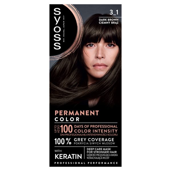 Syoss Permanent Color farba do włosów 3_1 Ciemny Brąz