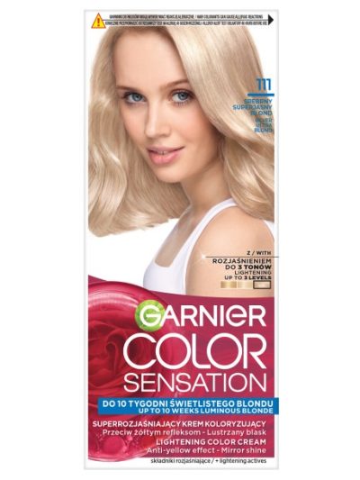 Garnier Color Sensation superrozjaśniający krem koloryzujący 111 Srebrny Superjasny Blond