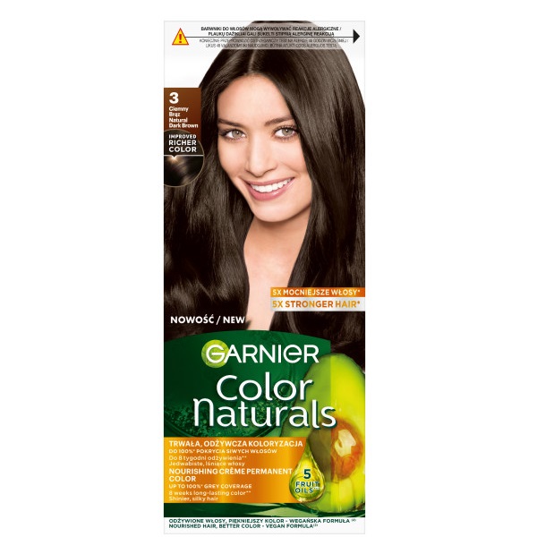 Garnier Color Naturals odżywcza farba do włosów 3 Ciemny Brąz