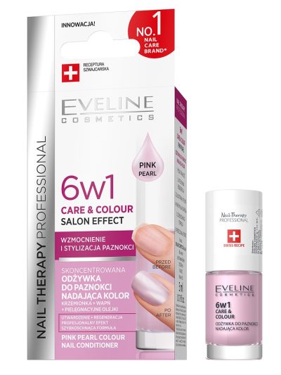 Eveline Cosmetics Nail Therapy Professional 6w1 Care & Colour skoncentrowana odżywka do paznokci nadająca kolor Pink Pearl 5ml
