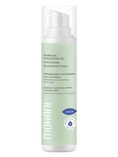 Mohani Derm odbudowująco-normalizujący krem do twarzy z kompleksem ceramidów 2% niacynamidem i glukonianem cynku 50ml