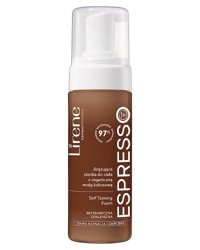 Lirene Perfect Tan brązująca pianka do ciała z organiczną wodą kokosową Espresso 150ml