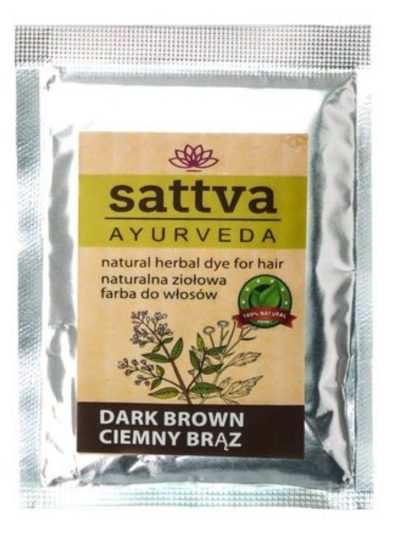 Sattva Natural Herbal Dye for Hair naturalna ziołowa farba do włosów Dark Brown 10g