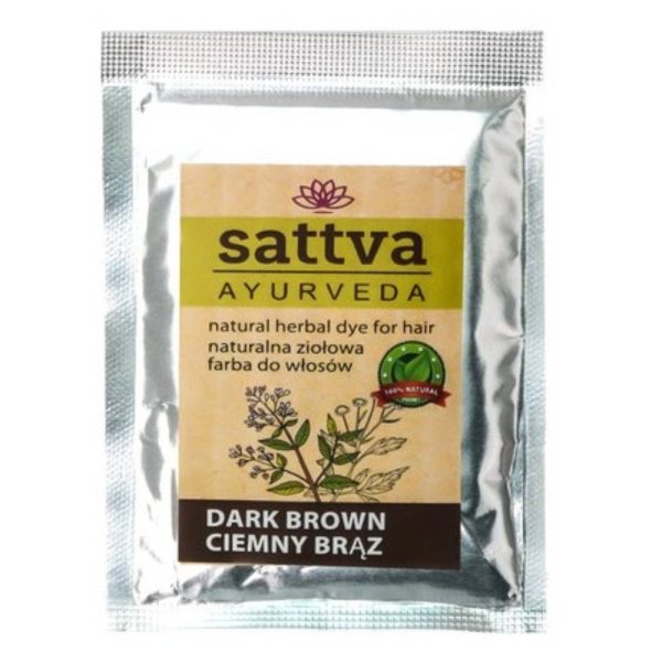 Sattva Natural Herbal Dye for Hair naturalna ziołowa farba do włosów Dark Brown 10g
