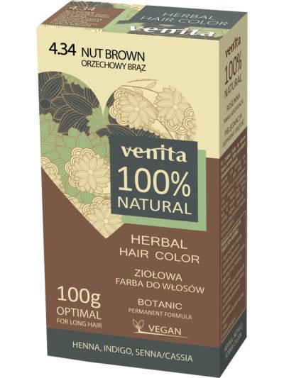Venita Herbal Hair Color ziołowa farba do włosów 4.34 Orzechowy Brąz 100g