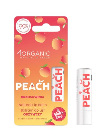 4organic Naturalny odżywczy balsam do ust Brzoskwinia 5g