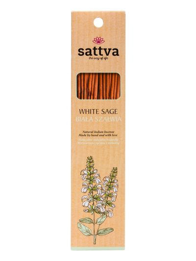 Sattva Natural Indian Incense naturalne indyjskie kadzidełko Biała Szałwia 15szt