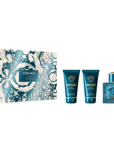 Versace Eros Pour Homme zestaw woda toaletowa spray 50ml + balsam po goleniu 50ml + żel pod prysznic 50ml