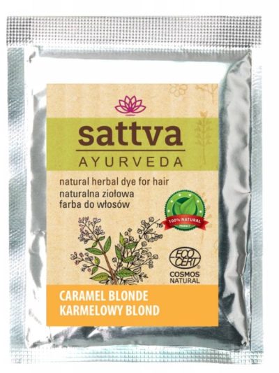Sattva Natural Herbal Dye for Hair naturalna ziołowa farba do włosów Caramel Blonde 10g