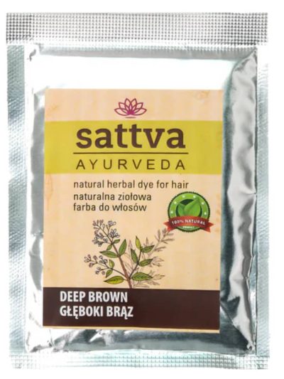 Sattva Natural Herbal Dye for Hair naturalna ziołowa farba do włosów Deep Brown 10g