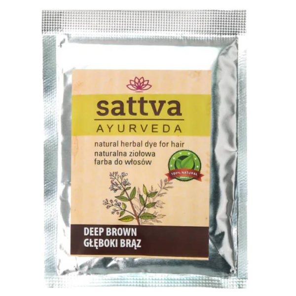 Sattva Natural Herbal Dye for Hair naturalna ziołowa farba do włosów Deep Brown 10g