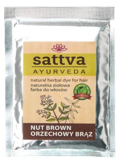 Sattva Natural Herbal Dye for Hair naturalna ziołowa farba do włosów Nut Brown 10g