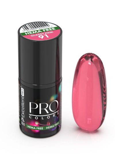Excellent PRO Pro Colors Hema Free lakier hybrydowy 91 Glassy Pink 7g