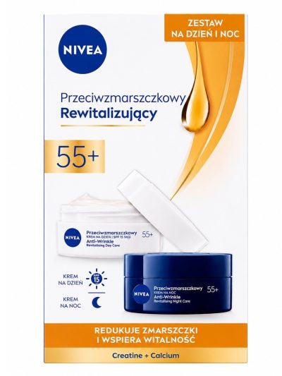 Nivea 2 Pack Przeciwzmarszczkowy + Rewitalizujący krem na dzień i krem na noc 55+ 2x50ml