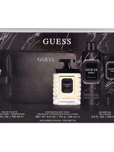 Guess Uomo Gift Set zestaw woda toaletowa spray 100ml + dezodorant spray 226ml + żel pod prysznic 100ml + kosmetyczka