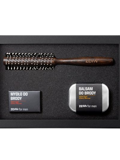 Zew For Men Broda na Sztorc zestaw mydło do brody 85ml + balsam do brody 80ml + roller do włosów i brody