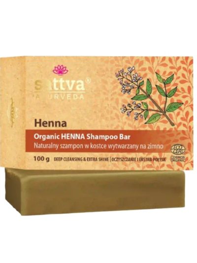 Sattva Organiczny szampon w kostce z henną do włosów 100g