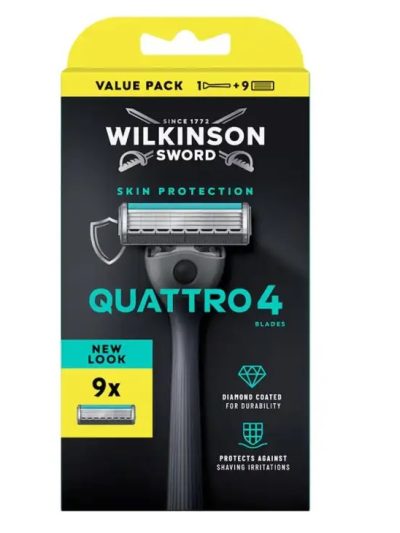 Wilkinson Quattro 4 Skin Protection maszynka do golenia z 4 ostrzami i 9 wkładów