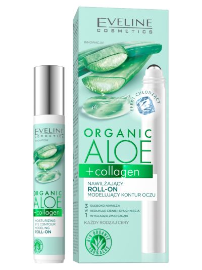 Eveline Cosmetics Organic Aloe + Collagen nawilżający roll-on modelujący kontur oczu 15ml