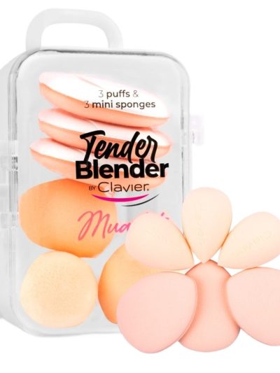 Clavier Tender Blender Mua Kit zestaw mini gąbek do makijażu w walizeczce Beige 6szt.