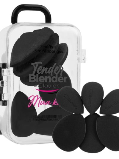 Clavier Tender Blender Mua Kit zestaw mini gąbek do makijażu w walizeczce Czarny 6szt.