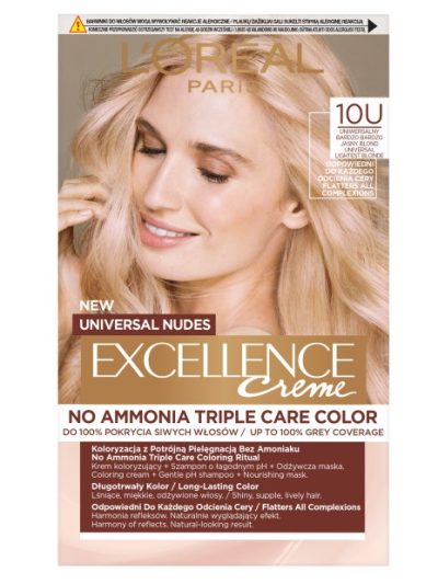 L'Oreal Paris Universal Nudes Excellence Creme pielęgnacyjny krem koloryzujący 10U Uniwersalny Bardzo Bardzo Jasny Blond