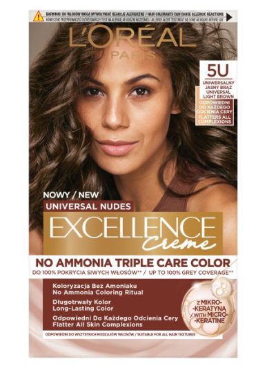 L'Oreal Paris Universal Nudes Excellence Creme pielęgnacyjny krem koloryzujący 5U Uniwersalny Jasny Brąz