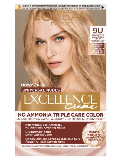L'Oreal Paris Universal Nudes Excellence Creme pielęgnacyjny krem koloryzujący 9U Uniwersalny Bardzo Jasny Blond
