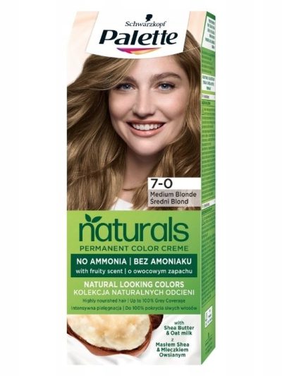 Palette Permanent Naturals Color Creme farba do włosów trwale koloryzująca 7-0 Średni Blond