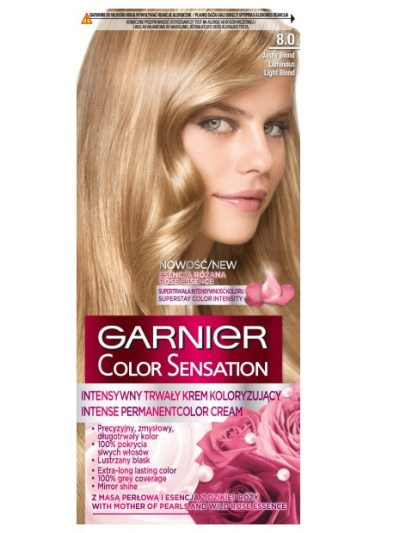 Garnier Color Sensation krem koloryzujący do włosów 8.0 Świetlisty Jasny Blond