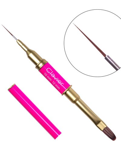 Clavier Pędzelek dwustronny do zdobień i żelu Magenta 10mm i 12mm #12