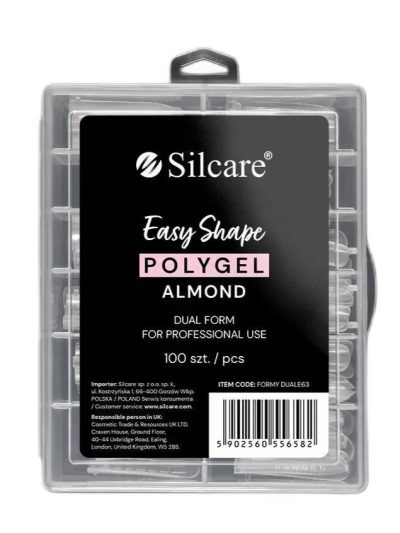 Silcare Easy Shape Polygel formy do akrylożelu Clear Dual Almond 100szt.