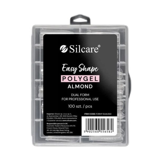 Silcare Easy Shape Polygel formy do akrylożelu Clear Dual Almond 100szt.