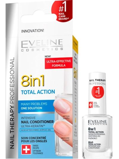 Eveline Cosmetics Nail Therapy Professional 8w1 Total Action skoncentrowana odżywka do paznokci 12ml