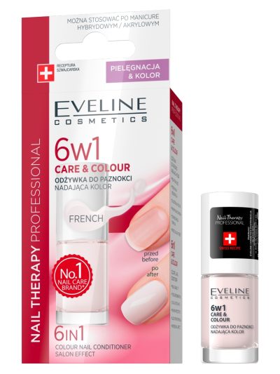 Eveline Cosmetics 6w1 Care&Colour odżywka do paznokci nadająca kolor French 5ml