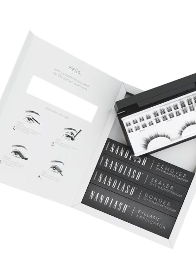 Nanolash DIY Extensions Starter Kit zestaw sztuczne rzęsy 10.12.14mm Charm 36szt. + bonder do rzęs 5ml + sealer do rzęs 5ml + aplikator do rzęs 1szt. + remover do rzęs 5ml