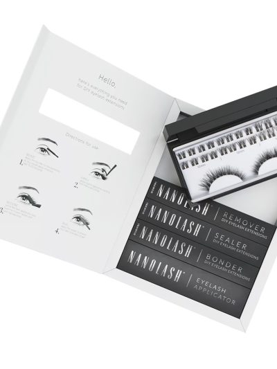 Nanolash DIY Extensions Starter Kit zestaw sztuczne rzęsy 10.12.14mm Fantasy 36szt. + bonder do rzęs 5ml + sealer do rzęs 5ml + aplikator do rzęs 1szt. + remover do rzęs 5ml